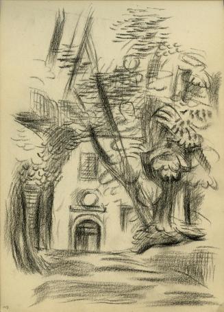 Alfred Wickenburg, Weg zu einem Gebäude, 1945/1950, Kohle auf Papier, 20,7 × 15 cm, Belvedere,  ...