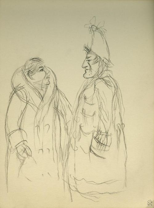 Alfred Wickenburg, Personenskizze, 1945/1950, Kohle auf Papier, 20,7 × 15 cm, Belvedere, Wien,  ...