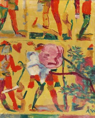 Alfred Wickenburg, Kartenspiel mit Rosen, 1958/1959, Öl auf Leinwand, 44 × 35,5 cm, Privatbesit ...