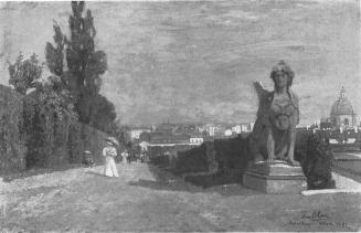 Tina Blau, Belvedere (Wiederholung), um 1915/1916, Öl auf Holz, 39 × 58 cm, unbekannter Verblei ...