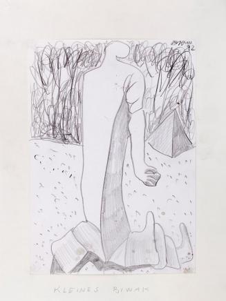 Kurt Hüpfner, Kleines Biwak, 1992, Bleistift auf Papier, kaschiert auf Karton, 29,7 × 21 cm, Pr ...