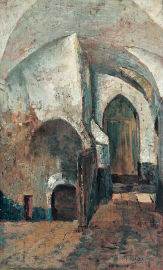 Tina Blau, Taufers Haus Meyer, 1900, Öl auf Holz, 35,5 × 23,5 cm, Privatbesitz, Courtesy Doroth ...