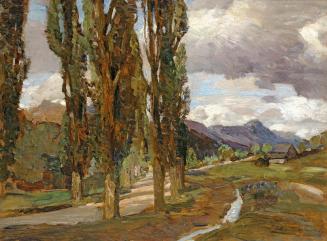 Tina Blau, Schladming, 1903, Öl auf Holz, 28,5 × 38 cm, Privatbesitz, Courtesy Galerie Szaal, W ...