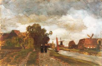 Tina Blau, Kanal in Franeker, 1908, Öl, Privatbesitz, Courtesy Kunsthandel Giese & Schweiger, W ...