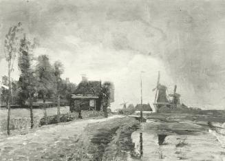 Tina Blau, Kanal in Franeker, 1908, Öl, unbekannter Verbleib