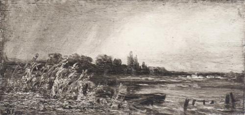 Tina Blau, Regen und Sonnenschein, 1870, Öl, unbekannter Verbleib