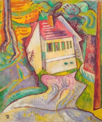 Alfred Wickenburg, Gelbes Haus, 1950, Öl auf Leinwand, 64,3 × 54,5 cm, Neue Galerie Graz, Unive ...