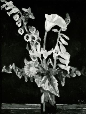 Alfred Wickenburg, Blumenstrauß vor schwarzem Grund, 1966, Öl auf Leinwand, 69 × 52 cm, Verblei ...