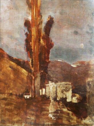 Tina Blau, Im Gebirge, Studie, um 1900, Öl auf Holz, 29 × 22 cm, unbekannter Verbleib