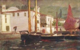 Tina Blau, Hafen in Pirano, 1912/1913, Öl auf Holz, 17 × 27 cm, Privatbesitz, New York