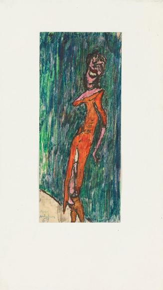 Kurt Hüpfner, Paris, 1961, Ölkreide und Aquarell auf Papier, kaschiert auf Karton, 21,5 × 9,2 c ...
