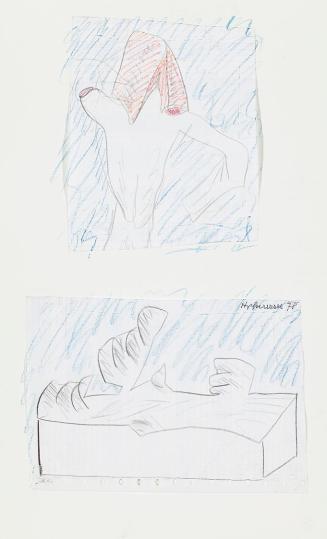 Kurt Hüpfner, Ohne Titel, 1978, Collage, Bleistift und Buntstift auf Papier, 40 × 23,5 cm, Priv ...