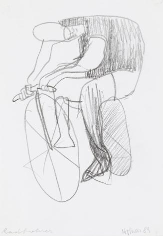 Kurt Hüpfner, Radfahrer, 1989, Bleistift auf Papier, kaschiert auf Karton, 29,7 × 21 cm, Privat ...