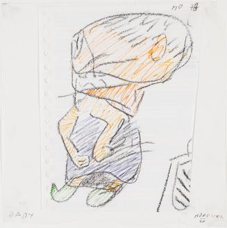 Kurt Hüpfner, Baby, 1978, Kreide, Buntstift und Filzstift auf Papier, kaschiert auf Papier, 21  ...