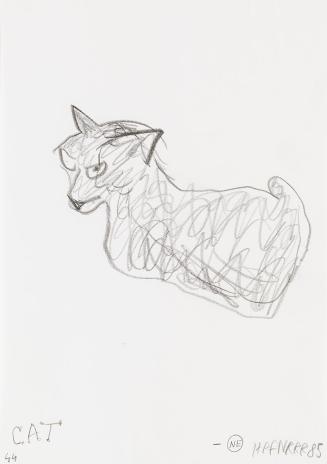 Kurt Hüpfner, Cat, 1985, Bleistift auf Papier, kaschiert auf Karton, 29,7 × 21 cm, Privatbesitz ...