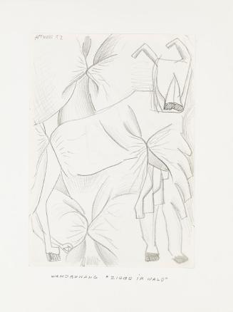 Kurt Hüpfner, Wandbehang "Ziege im Wald", 1992, Bleistift auf Papier, kaschiert auf Karton, 29, ...