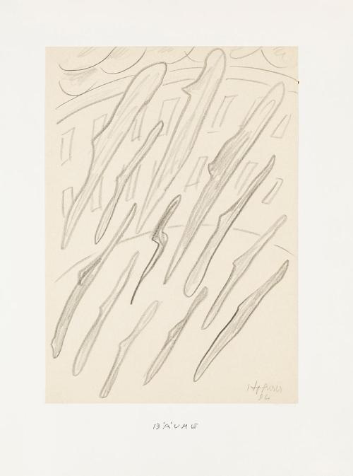 Kurt Hüpfner, Bäume, 1994, Bleistift auf ungebleichtem Papier, kaschiert auf Karton, 29,7 × 21  ...