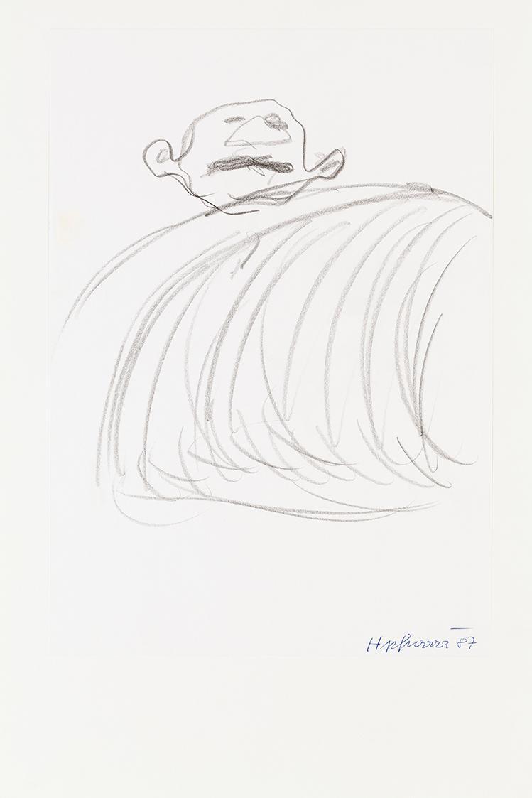 Kurt Hüpfner, Ohne Titel, 1987, Bleistift auf Papier, kaschiert auf Karton, 29,7 × 21 cm, Priva ...
