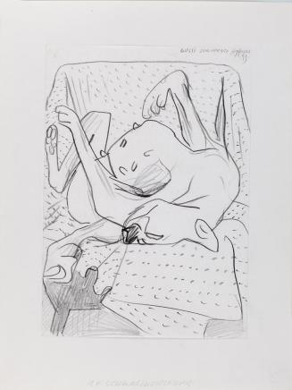 Kurt Hüpfner, Gusti schlafend, 1991, Bleistift auf Papier, kaschiert auf Karton, 29,7 × 21 cm,  ...