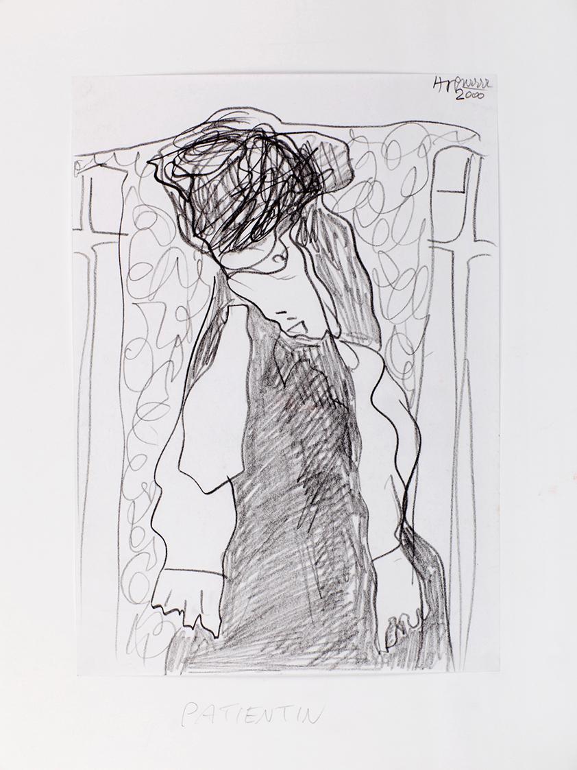 Kurt Hüpfner, Patientin, 2000, Bleistift auf Papier, kaschiert auf Karton, 29,7 × 21 cm, Privat ...