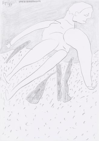 Kurt Hüpfner, Spaziergänger, 1999, Bleistift auf Papier, kaschiert auf Karton, 29,7 × 21 cm, Pr ...