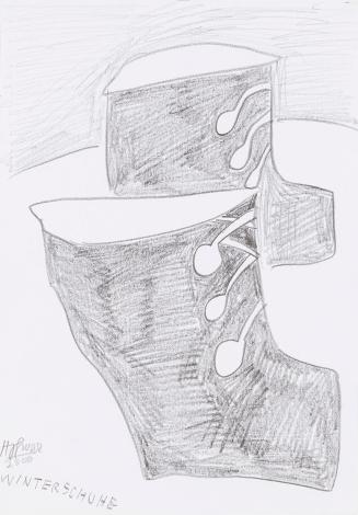 Kurt Hüpfner, Winterschuhe, 2000, Bleistift auf Papier, kaschiert auf Karton, 29,7 × 21 cm, Pri ...