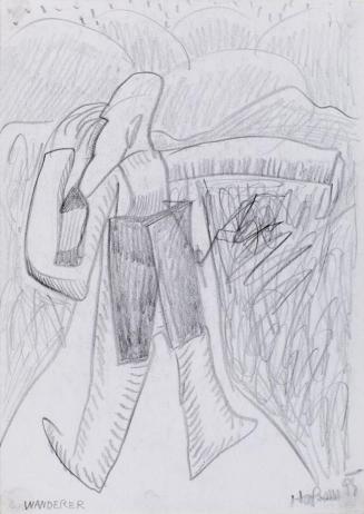 Kurt Hüpfner, Wanderer, 1994, Bleistift auf Papier, kaschiert auf Karton, 29,7 × 21 cm, Privatb ...
