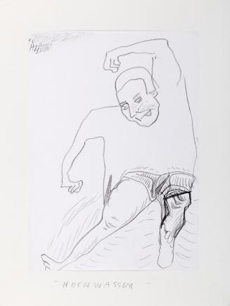 Kurt Hüpfner, Hochwasser, 2000, Bleistift auf Papier, kaschiert auf Karton, 29,7 × 21 cm, Priva ...