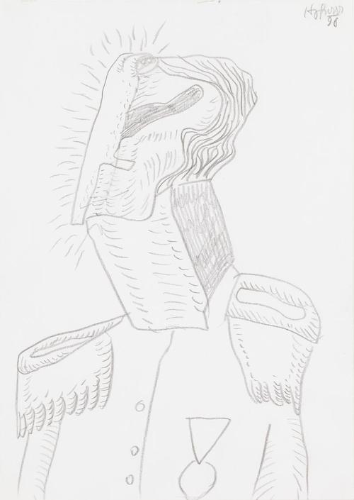 Kurt Hüpfner, Ohne Titel, 1996, Bleistift auf Papier, kaschiert auf Karton, 29,7 × 21 cm, Priva ...