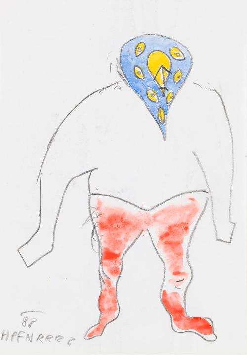 Kurt Hüpfner, Ohne Titel, 1988, Bleistift und Aquarell auf Papier, kaschiert auf Karton, 29,7 × ...