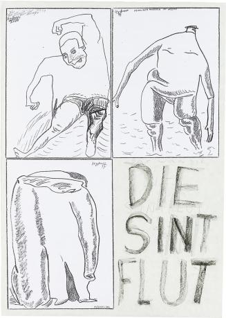 Kurt Hüpfner, Sintflut 3, Graphic Novel, um 2000, Kopien, kaschiert auf Papier, mit schwarzer K ...