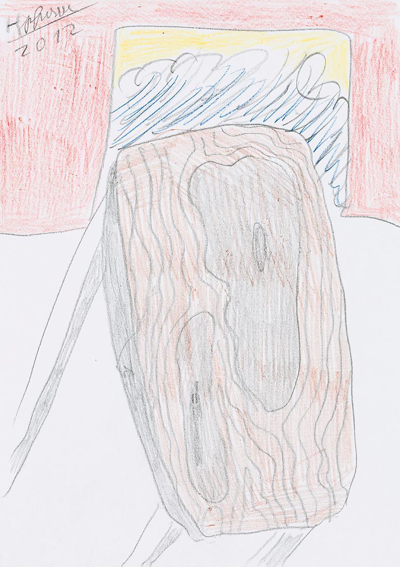 Kurt Hüpfner, Flutwelle, 2012, Bleistift und Buntstift auf Papier, 29,7 × 21 cm, Privatbesitz,  ...