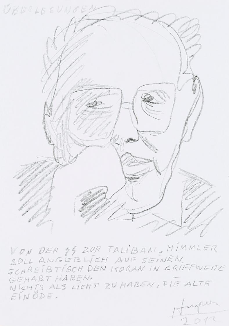 Kurt Hüpfner, Überlegungen, 2012, Bleistift auf Papier, 29,7 × 21 cm, Privatbesitz, Wien