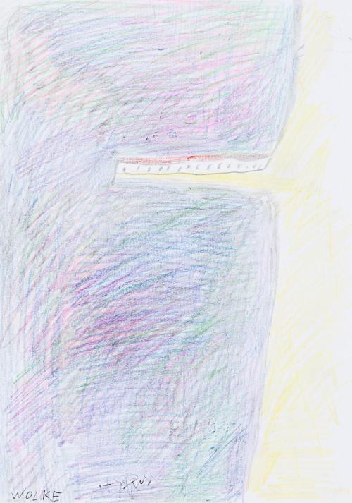 Kurt Hüpfner, Wolke, um 2012, Bleistift und Buntstift auf Papier, 29,7 × 21 cm, Privatbesitz, W ...
