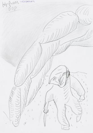 Kurt Hüpfner, Wanderer, 2008, Bleistift auf Papier, 29,7 × 21 cm, Privatbesitz, Wien