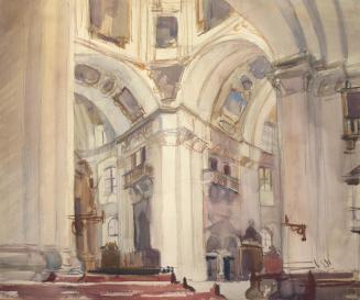 Otto Rudolf Schatz, In der Kollegienkirche in Salzburg, um 1936, Gouache, Bleistift auf Papier, ...