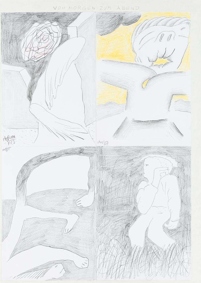 Kurt Hüpfner, "Vom Morgen zum Abend", Graphic Novel, 2003, Bleistift und Buntstift auf Papier,  ...