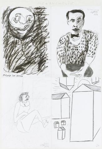 Kurt Hüpfner, Melancholie, Graphic Novel, 2004, Bleistift und Kohle auf Papier, kaschiert auf P ...