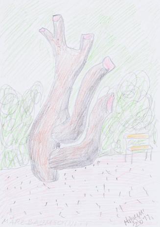 Kurt Hüpfner, "Märzbaumschnitt", 2011, Bleistift und Buntstift auf Papier, 29,7 × 21 cm, Privat ...