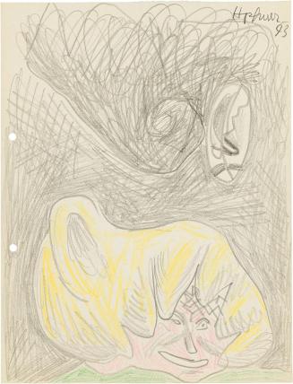 Kurt Hüpfner, Ohne Titel, 1993, Bleistift und Buntstift auf ungebleichtem Papier, 27,5 × 20,9 c ...