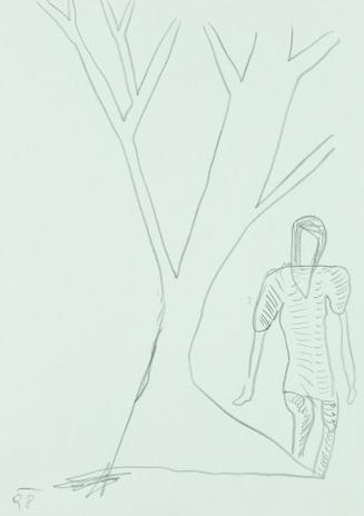 Kurt Hüpfner, Ohne Titel, 1998, Bleistift auf türkisfarbenem Papier, 29,7 × 21 cm, Privatbesitz ...