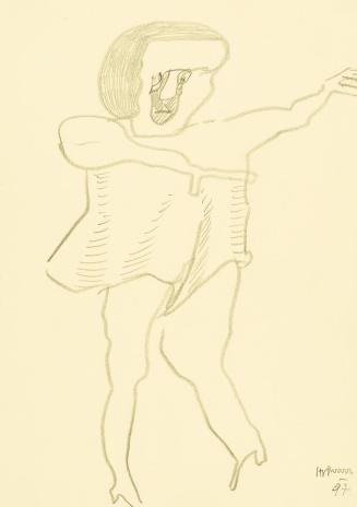 Kurt Hüpfner, Ohne Titel, 1997, Bleistift auf gelbem Papier, kaschiert auf Karton, 29,7 × 21 cm ...
