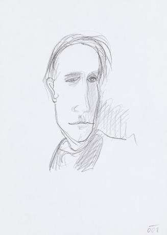 Kurt Hüpfner, Ohne Titel, Portrait eines Mannes, 2001, Bleistift auf Papier, 29,7 × 21 cm, Priv ...
