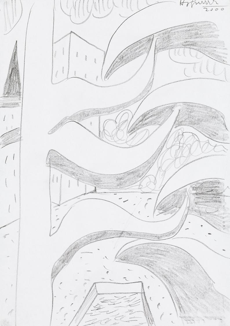 Kurt Hüpfner, Ohne Titel, 2000, Bleistift auf Papier, 29,7 × 21 cm, Privatbesitz, Wien