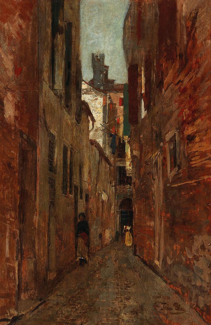 Tina Blau, Venedig, 1877, Öl auf Holz, 46 × 30,2 cm, Privatbesitz