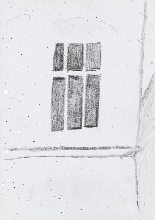 Kurt Hüpfner, Ohne Titel, um 1995, Bleistift und schwarze Aquarellspritzer auf Papier, 29,7 × 2 ...