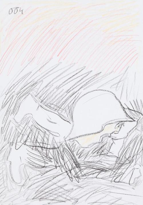 Kurt Hüpfner, Ohne Titel, 2004, Bleistift und Buntstift auf Papier, 29,7 × 21 cm, Privatbesitz, ...