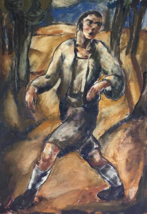 Otto Rudolf Schatz, Wanderbursche, 1924, Aquarell, Tempera und Pinsel in Tusche auf Papier, 59, ...