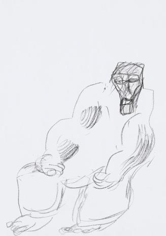 Kurt Hüpfner, Ohne Titel, um 2000, Schwarze Kreide auf Papier, 29,7 × 21 cm, Privatbesitz, Wien