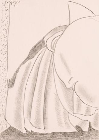 Kurt Hüpfner, Ohne Titel, 1997, Bleistift auf rosafarbenem Papier, 29,6 × 21 cm, Privatbesitz,  ...